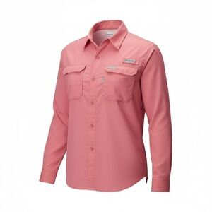 Columbia Women Bahama Long Sleeve Button Down Shirt Plus Size US 1X Pink